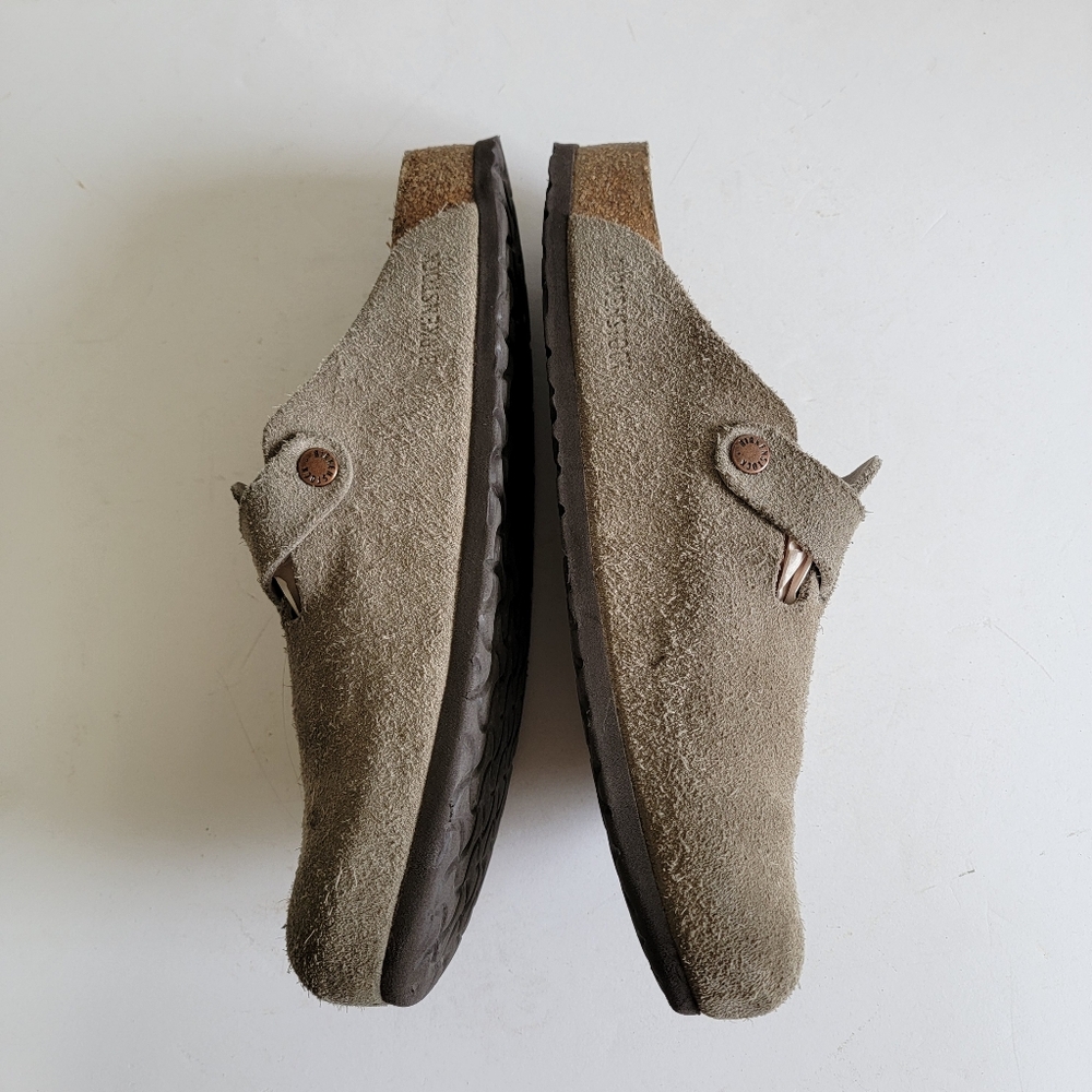 Birkenstock Boston Clogs Mens 45 12 12.5 Taupe Suede Slip On Neutral Minimalist - Picture 10 of 16